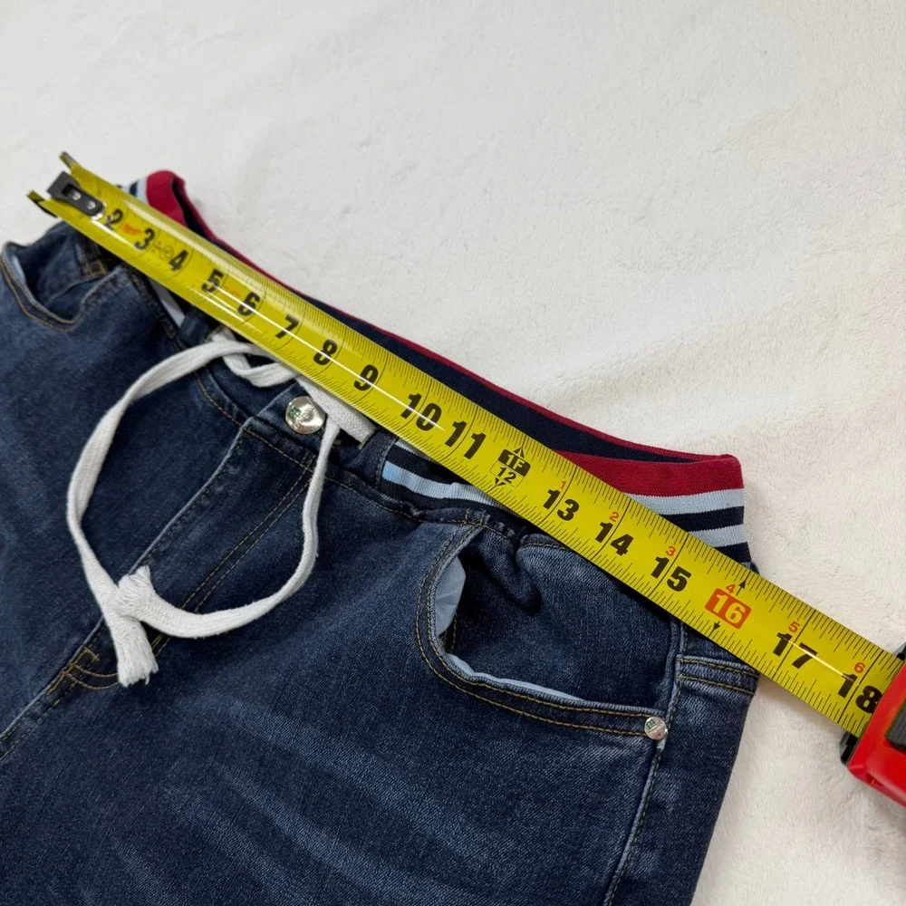 Ferryboat 76 Jogger Jeans Mens 38 Blue‎ Good Elastic Waist Drawstring Distressed